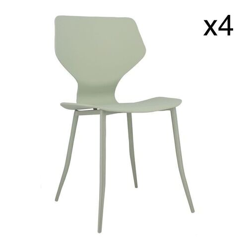 Lot de 4 chaises vertes
 en polypropylene
 47x47x83.5 cm gabby