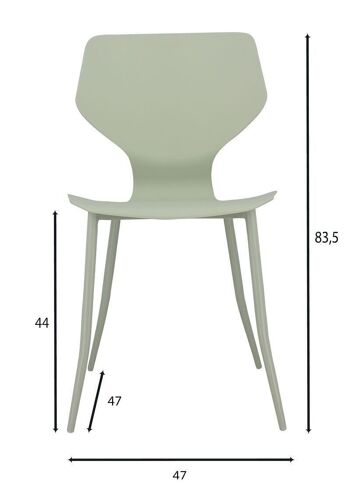 Lot de 4 chaises vertes
 en polypropylene
 47x47x83.5 cm gabby 5