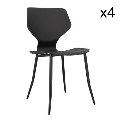 Lot de 4 chaises en
 polypropylene noir
 47x47x83.5 cm gabby