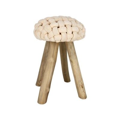 FABRIC SEAT STOOL
 ECRU TEAK SIDED
 36XHT54CM MAKUSSAR