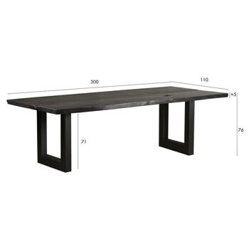Table bois de suar brule
 et pieds metal
 300 x 110 cm teneré 5