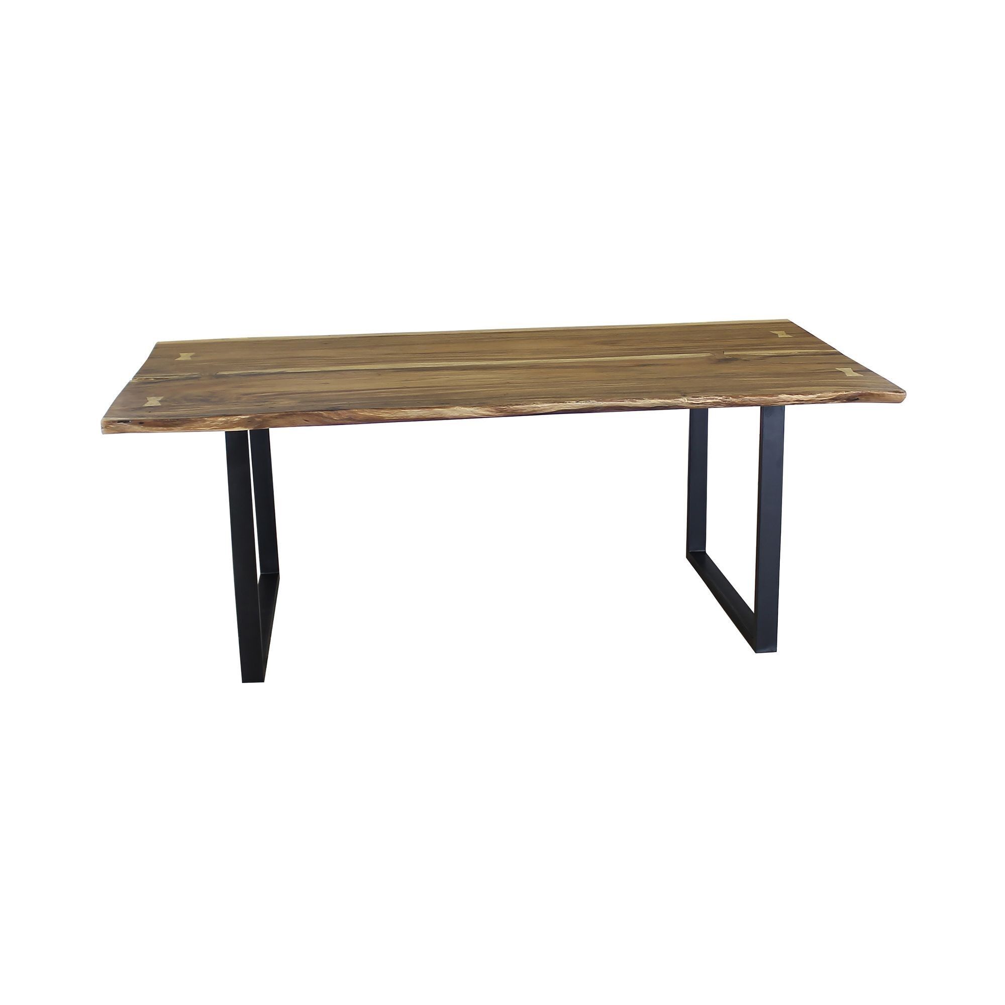 ACACIA WOODEN TABLE
 BLACK METAL FEET
 200X100X6CM-CALAO