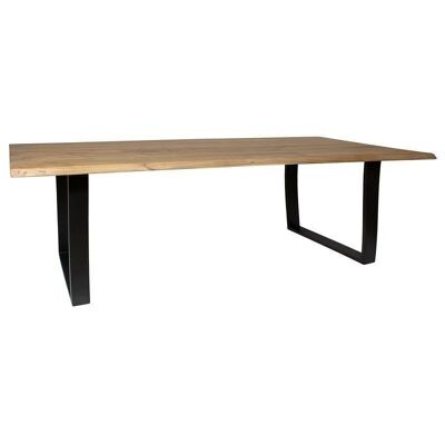 Table en bois d'acacia
 pieds métal noir
 220x90xh76cm morena