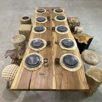 Table en bois d'acacia
  pied alu.blanc
  250cm ep 10cm natura 2