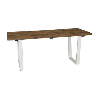 Table en teck recyclé
 pieds métal blanc
 180x90xh76cm ostrogoh 1
