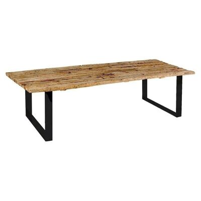 Table en teck recyclé
 pieds métal noir
 235x100xh76cm sarmaty