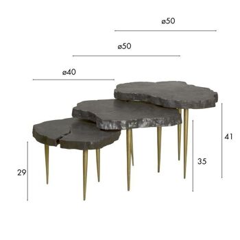 Set 3 tables gigognes et
 finition brulée
 120x120x41 cm litchi 5