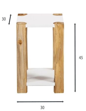 Table d'appoint bois
 blanc et pieds en teck
 30x30xh45cm kendari 5