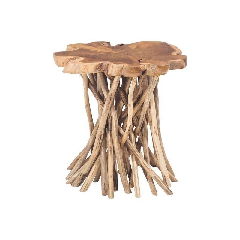 Achat Table d appoint teck pied en branches du bois 50x50xh45cm