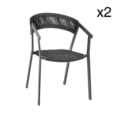 Lot 2 fauteuils de table
 cordelettes noires
 58x57x81 cm wallis