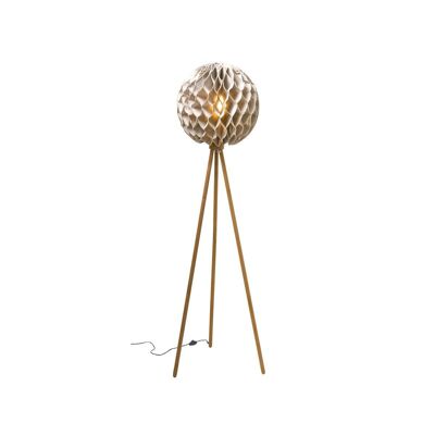 LAMPADA DA TERRA PARALUME IN
PIEDI TEAK IN LINO TORTORA
45X45X163CM