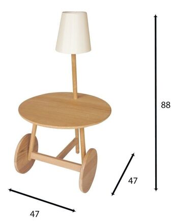 Table d'appoint en teck
 avec lampe+abat-jour
 51x47xht88cm triss 5