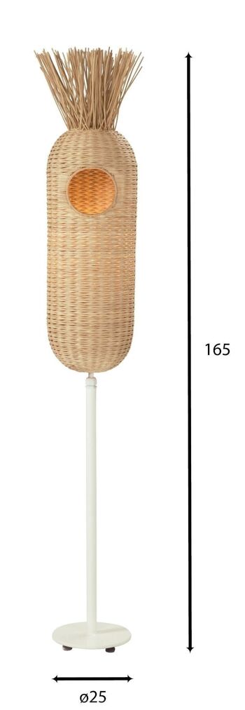 Lampadaire en osier
 couleur naturelle pied
 métal blc ø25x165 areca 5