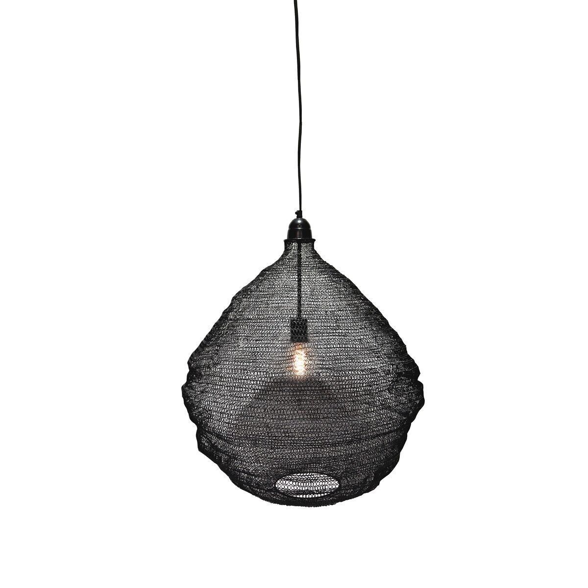 SUSPENSIÓN REDONDA SPIRIT
 METAL CON CABLE NEGRO
 Los 55X73CM