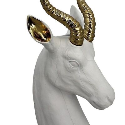 WHITE RESIN VASE
  MAT AND GOLD
 19.5X20X39.5CM SPRINGBOK