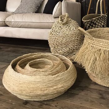 Set 3paniers ronds fibre
 abaca naturelle ø30x14/
 ø 42x16/ ø55x18cm abaca 4