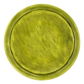 Plateau en métal rond
 émaillé vert olive
 ø48.5cm dehli 1