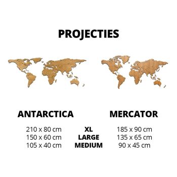 Carte du monde en bois - Chêne - Moyen 6