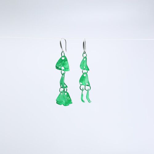 Aqua Chandelier style 2 Earrings - Hand painted - Green
