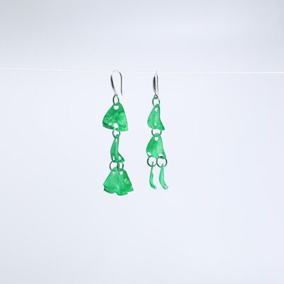 Aqua Chandelier style 2 Boucles d'oreilles - Peint à la main - Vert