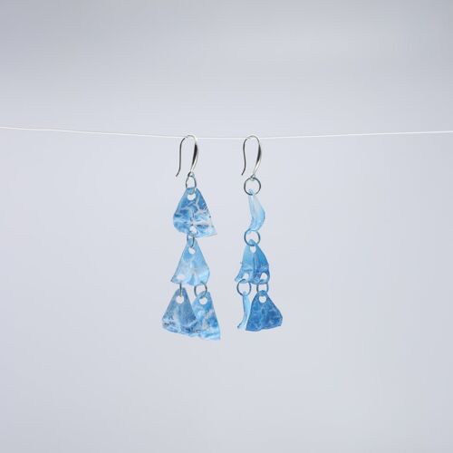 Aqua Chandelier style 2 Earrings - Hand painted - Turquoise