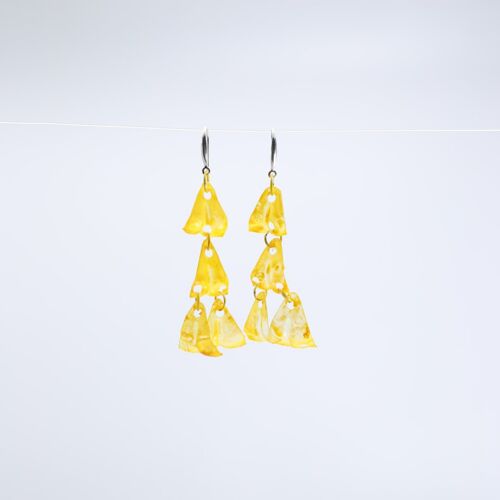 Aqua Chandelier style 2 Earrings - Hand painted - Yellow