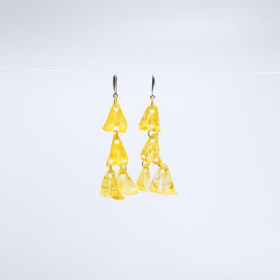 Aqua Chandelier style 2 Earrings - Hand painted - Yellow