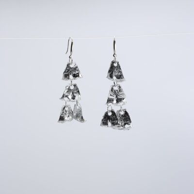 Pendientes estilo candelabro aguamarina 2 - Dorados a mano - Plata