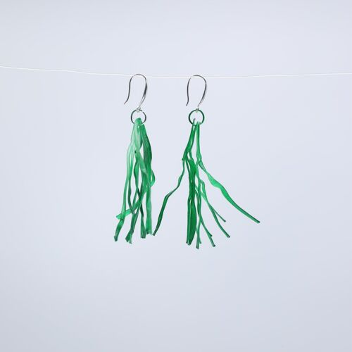 Aqua Willow Tree Earrings - Hand painted - Green