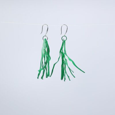 Aqua Willow Tree Earrings - Hand painted - Green