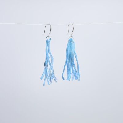 Aqua Willow Tree Earrings - Hand painted - Turquoise
