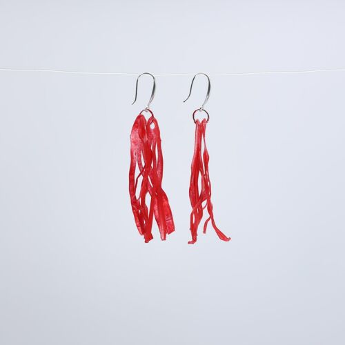 Aqua Willow Tree Earrings - Hand painted - Red