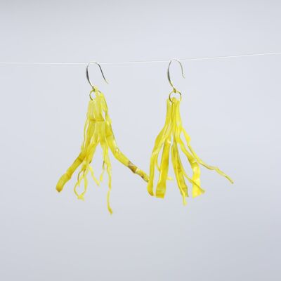 Aqua Willow Tree Earrings - Hand painted - Yellow