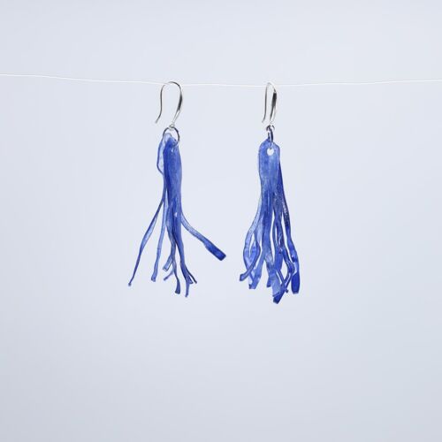 Aqua Willow Tree Earrings - Hand painted - Blue