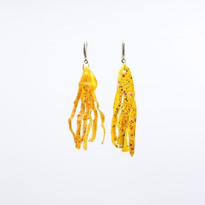 Aqua Willow Tree Earrings - Hand painted - Yellow Graffiti