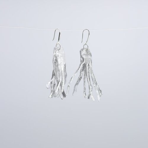 Aqua Willow Tree Earrings - Hand gilded - Silver