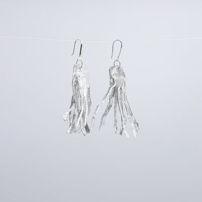 Aqua Willow Tree Earrings - Hand gilded - Silver