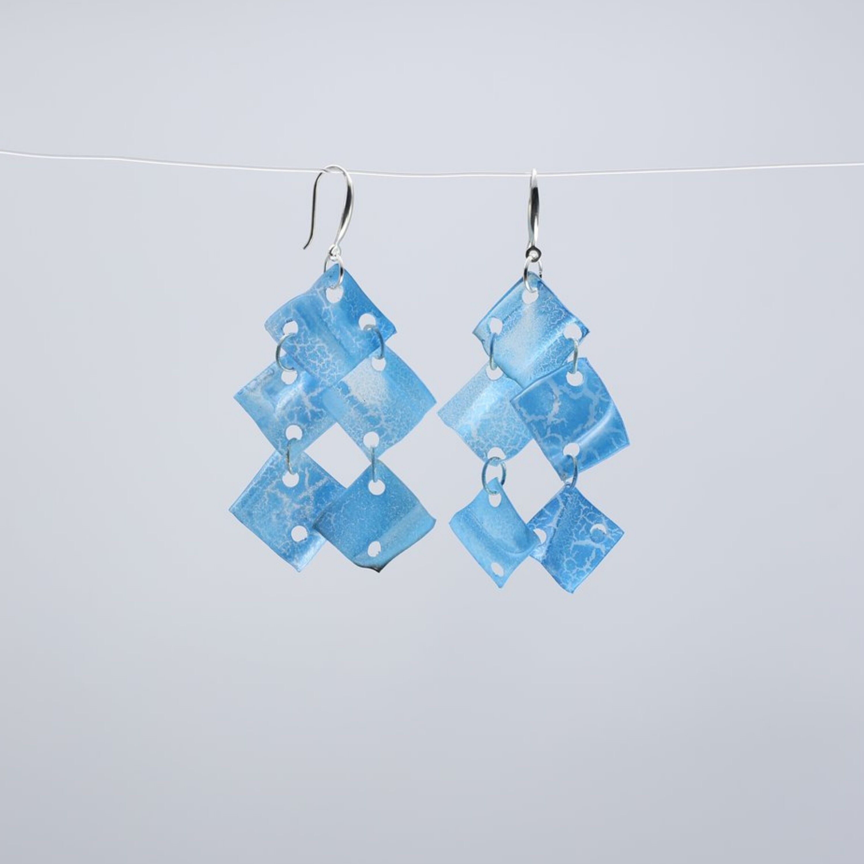 Aqua Kronleuchter Ohrringe - Handbemalt - Türkis