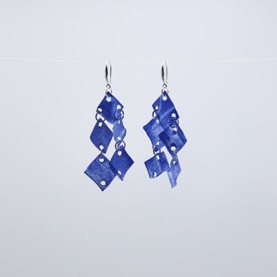 Aqua Chandelier Earrings- Hand painted - Blue