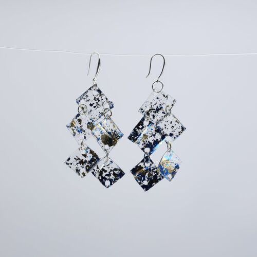 Aqua Chandelier Earrings- Hand gilded - Gold and Blue