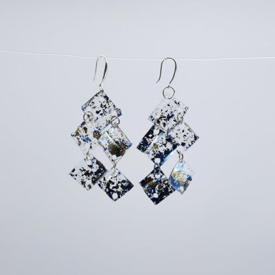 Aretes Aqua Chandelier - Dorados a mano - Oro y Azul