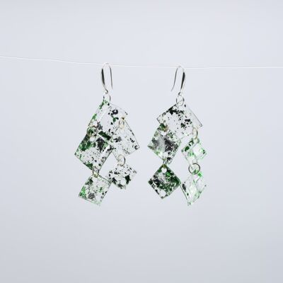 Aretes Aqua Chandelier- Dorados a mano - Verde