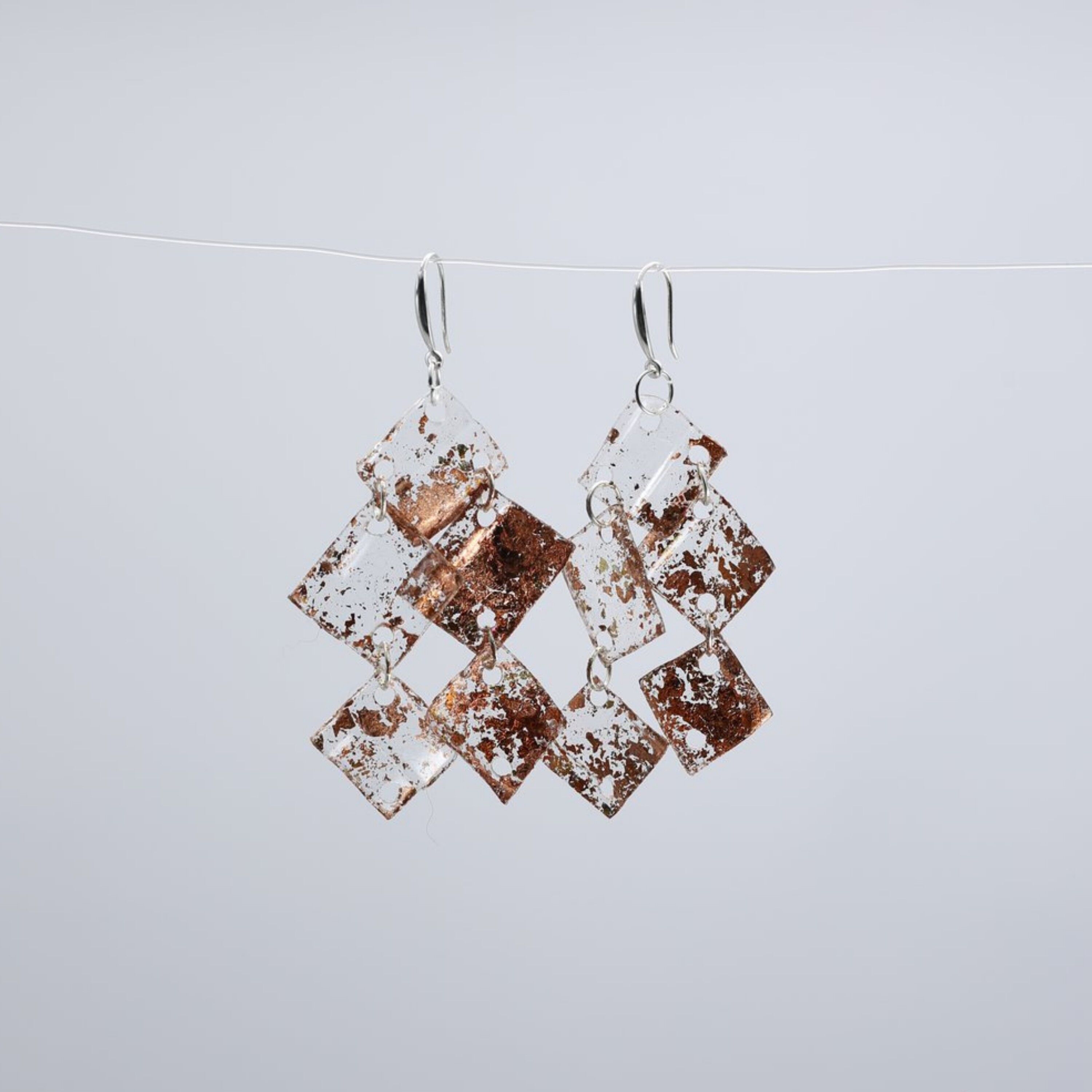 Aqua Kronleuchter Ohrringe - Handvergoldet - Roségold