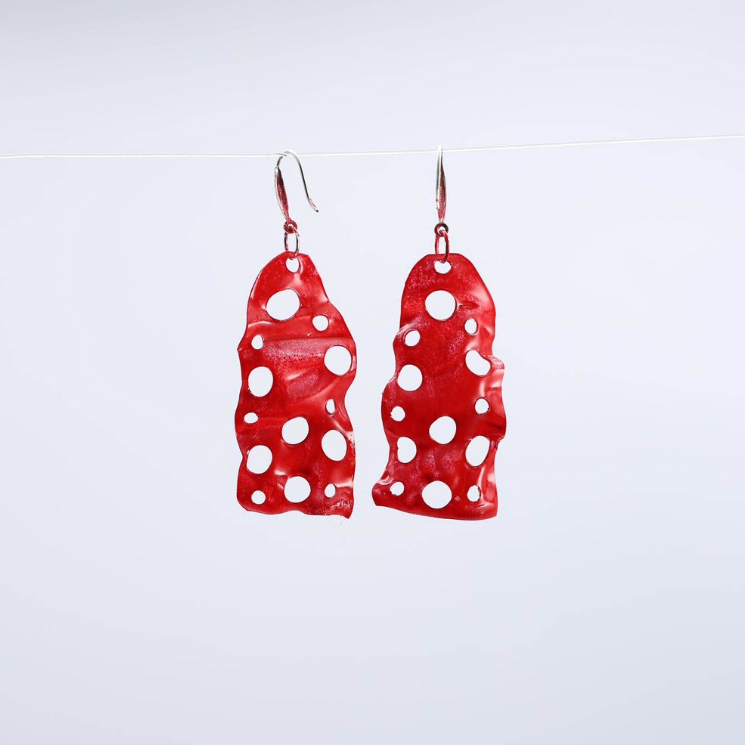 Aqua Big Lotus Roots Stil 2 Ohrringe - Handbemalt - Rot