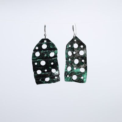 Orecchini Aqua Big Lotus Roots style 2 - Dorati a mano - Verde e Nero