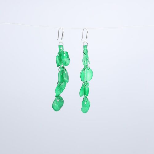 Aqua Water Lily Earrings - Hand painted - Green