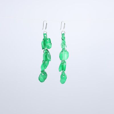 Aqua Water Lily Earrings - Hand painted - Green