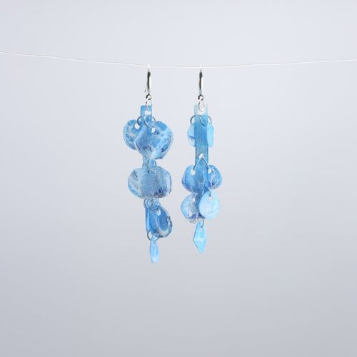 Aqua Water Lily Earrings - Hand painted - Turquoise