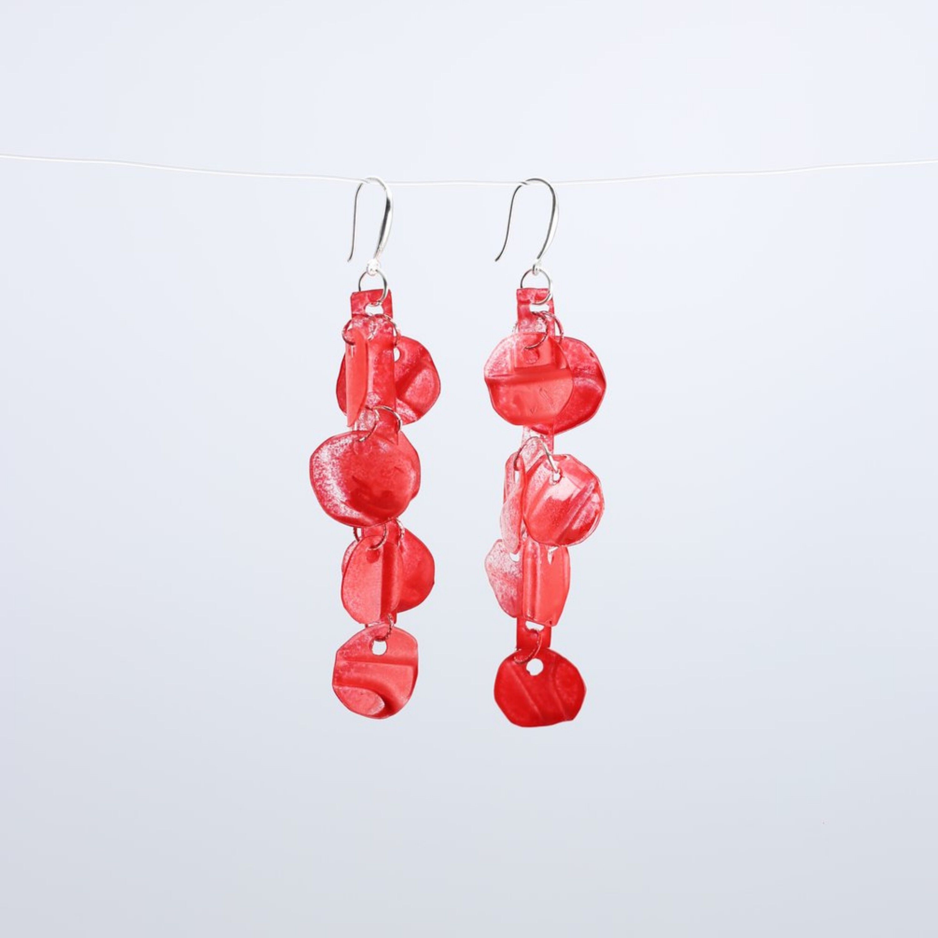 Orecchini Ninfea Acqua - Dipinti a mano - Rosso