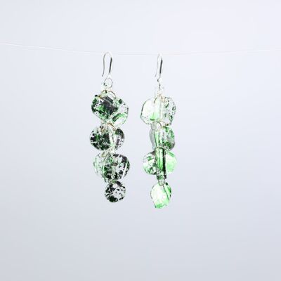 Aqua Water Lily Earrings- Hand gilded - Green